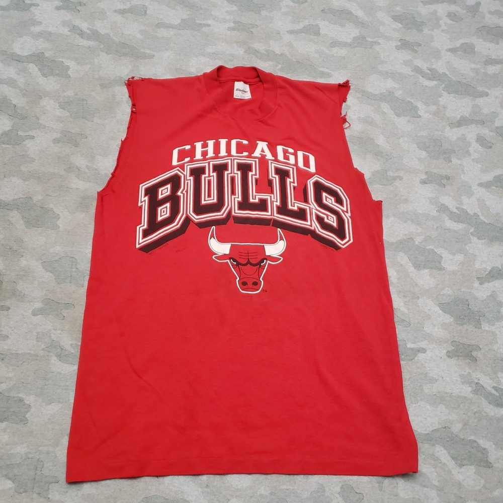VTG Chicago Bulls Shirt Mens Large Red Stedman Logo 7 Single Stitch Made USA